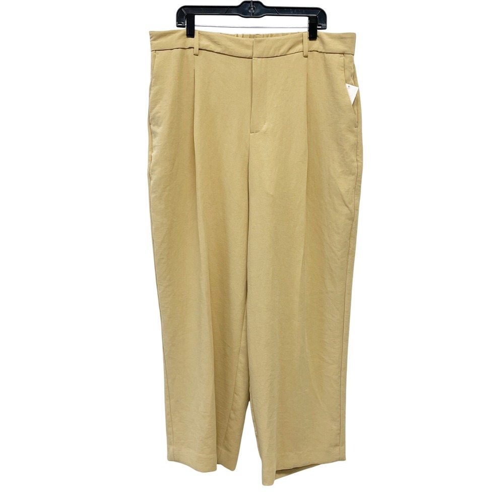A New Day Women's Tan High Rise Pleated Elastic Back Trousers Size 16 Regular